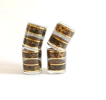 Georges Briard Tortoise Barware Glasses FOUR PC SET