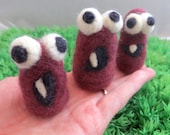 Monster Trio Mini Soft Felt Creature Monster Miniatures Burgundy Red