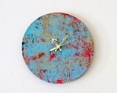 Large  Wall Clock, Decor and Housewares, Home and Living, Home Decor, Blue, Red,Colorful Clock, Unique Gift, Trending
