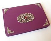 Mini iPad Leather Purple Case  -  Magnetic Closure Book Case  - Victorian Gothic iPad Accessories