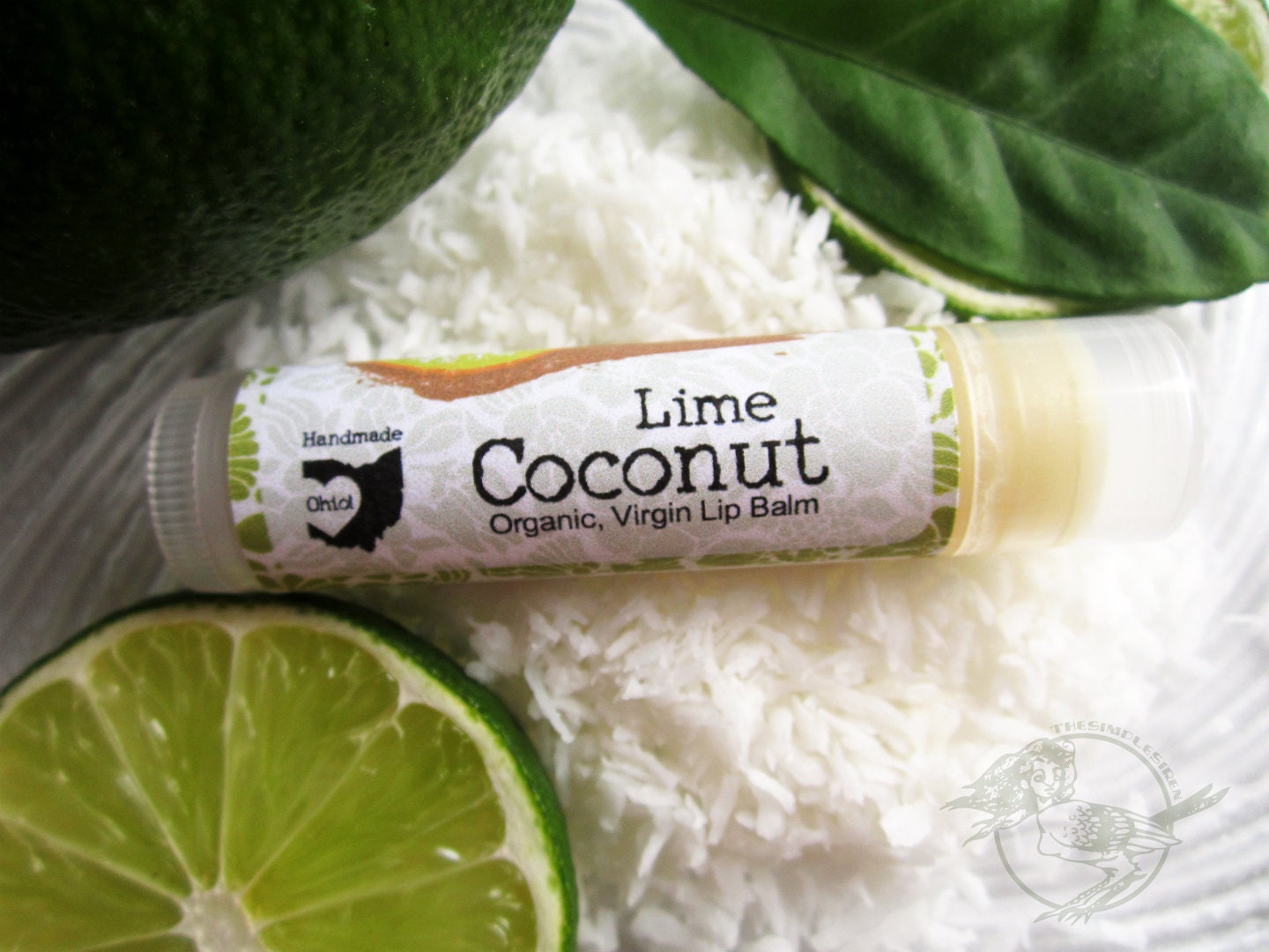 Organic Lip Balm - Lime Coconut - Handmade with Coconut & Lime