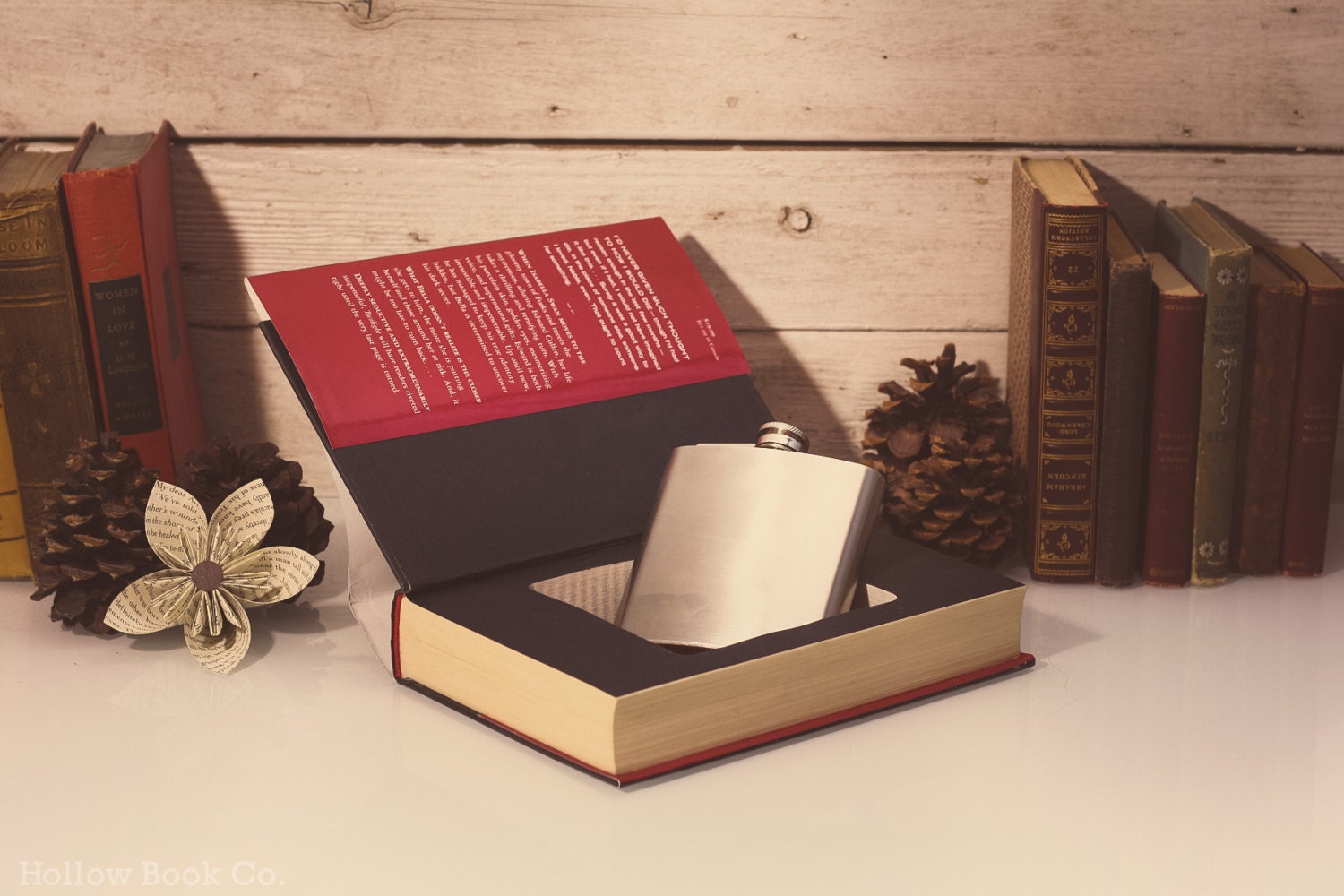 Vintage Hollow Book & Whiskey Hip Flask  - Twilight