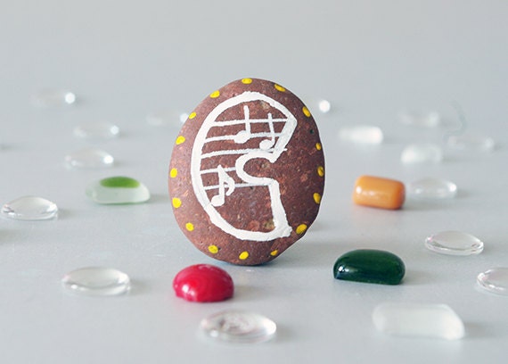 Any Initial Letter with Magnet, Monogram, Music, Letter C, Beach Stone, Personal Gift Idea, Beach Pebbles by HappyEmotions