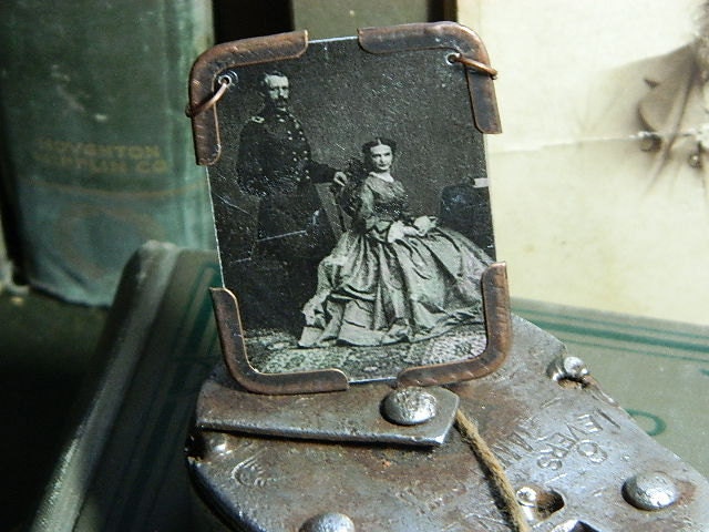 Custer necklace George Armstrong Custer and Wife mixed media jewelry living history Civil War
