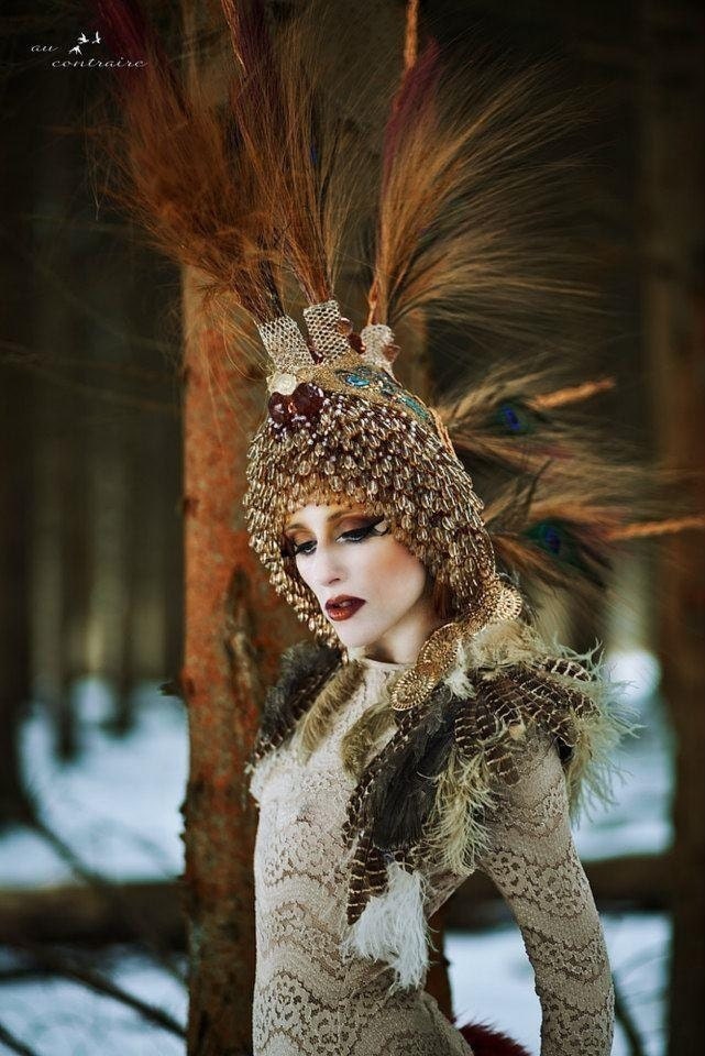 READY TO SHIP golden goddess Bamboo mohawk Futuristic gaga halloween rocker Burning man Fantasy headdress headpeice