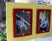 Distressed Yellow Frame, Double 4x6 Wood Picture Frame, Bright Picture Frame