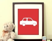 8"x10" Printable Art - "Car" in Red - Children/Nursery Art - Available as an Instant Download