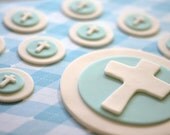 Over 50-Piece Classic Cross Fondant Cake Topper Party Set - This is a Complete Set of Cake and Cupcake Topper Set