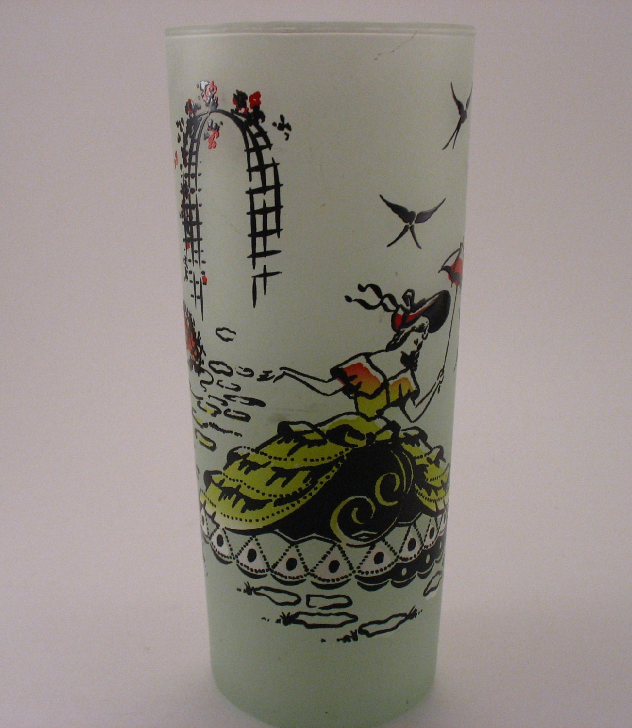 Southern Belle Gone With The Wind-Style Frosted High Ball Drinking Glass Tumbler
