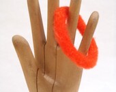 Felted orange bracelet, hand dyed wool bangle jewelry