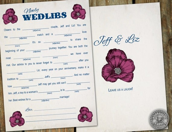 Newly Wed Madlibs - funny to use for a party favor or guest book alternative for wedding with steampunk influence - customize Il_570xn