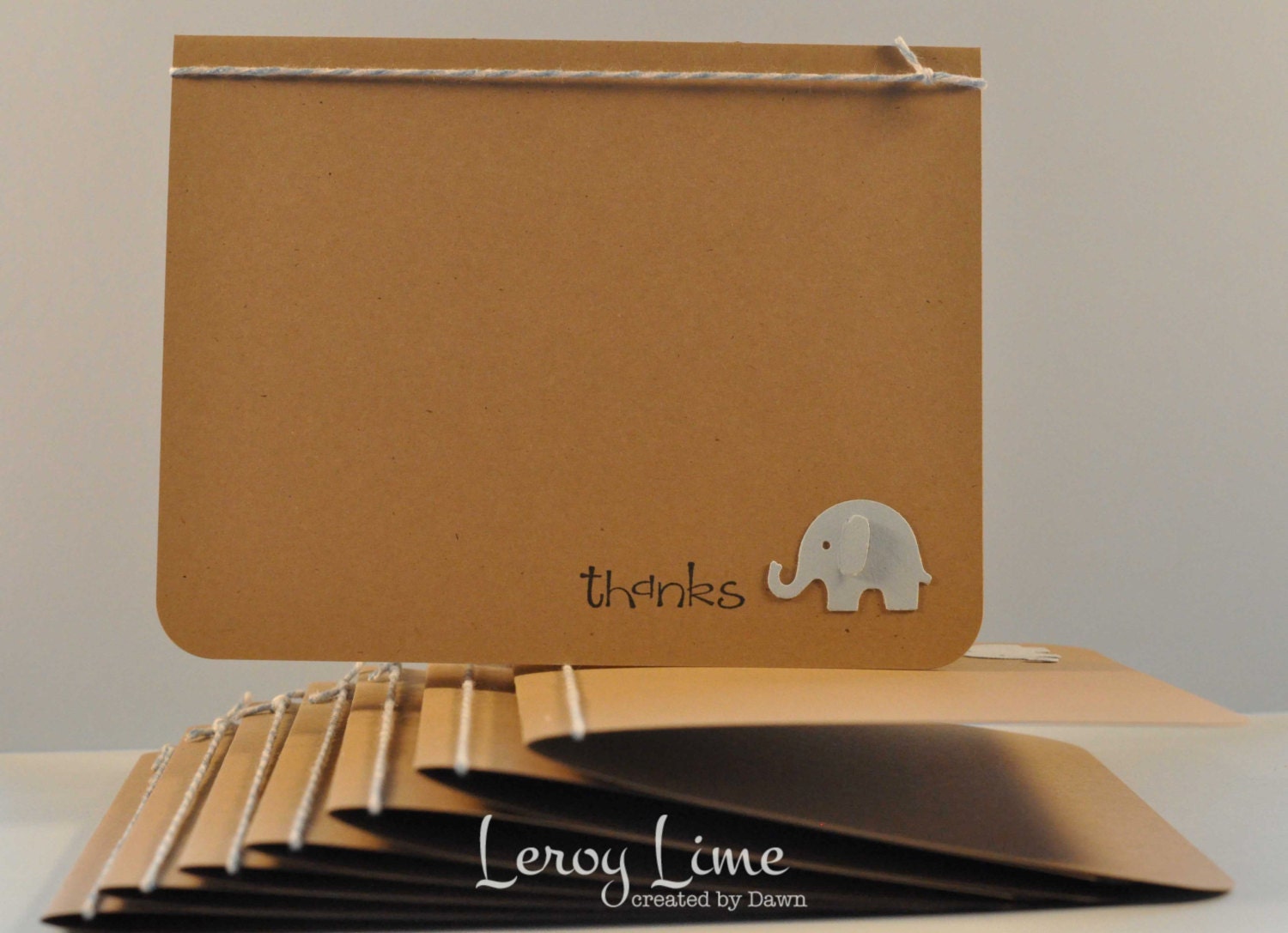 Thank You Baby Elephant Blank Note Cards - set of 8 - Baby Shower, Baby Thanks, New Baby Thanks