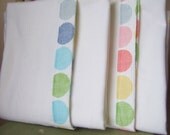 Organic Flannel Blanket -Large Polka Dot Trim - Double sided pink/red/yellow/green trim Havana collection