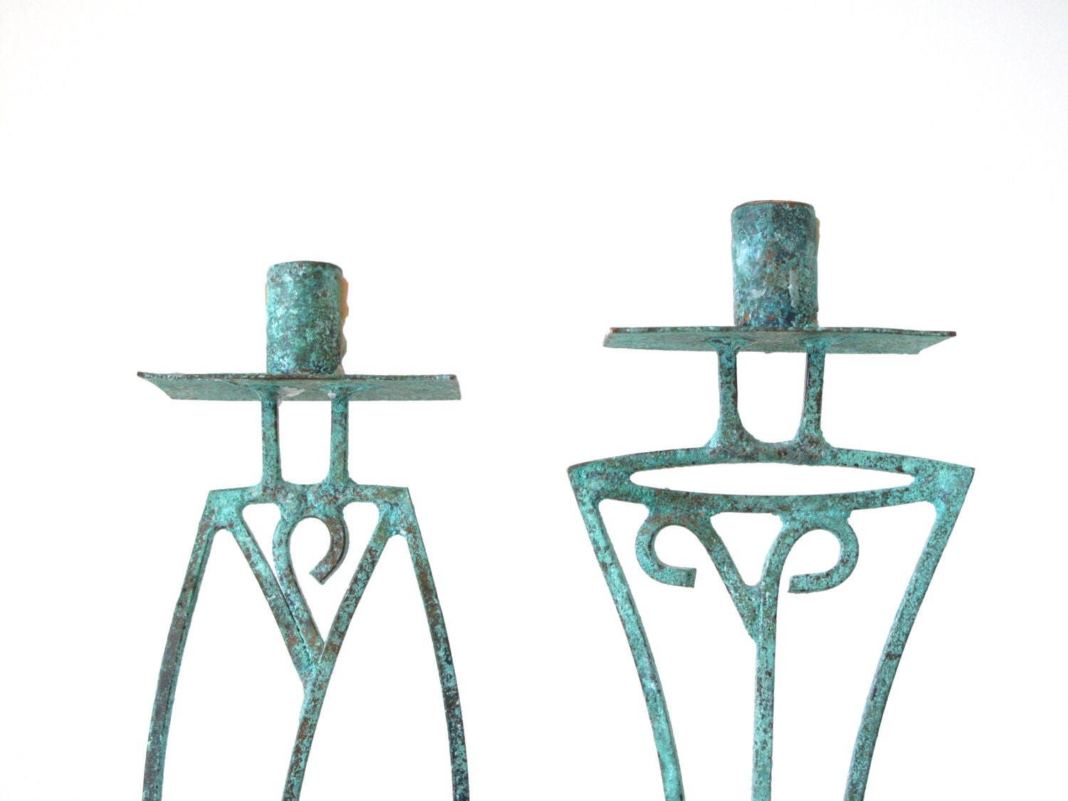 Antique Copper Candle Holders w/ Incredible Patina SALE