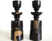Turned Ebony Candlesticks