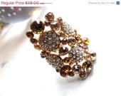 Amber Rhinestone Bling Ring 1950s Vintage Jewelry