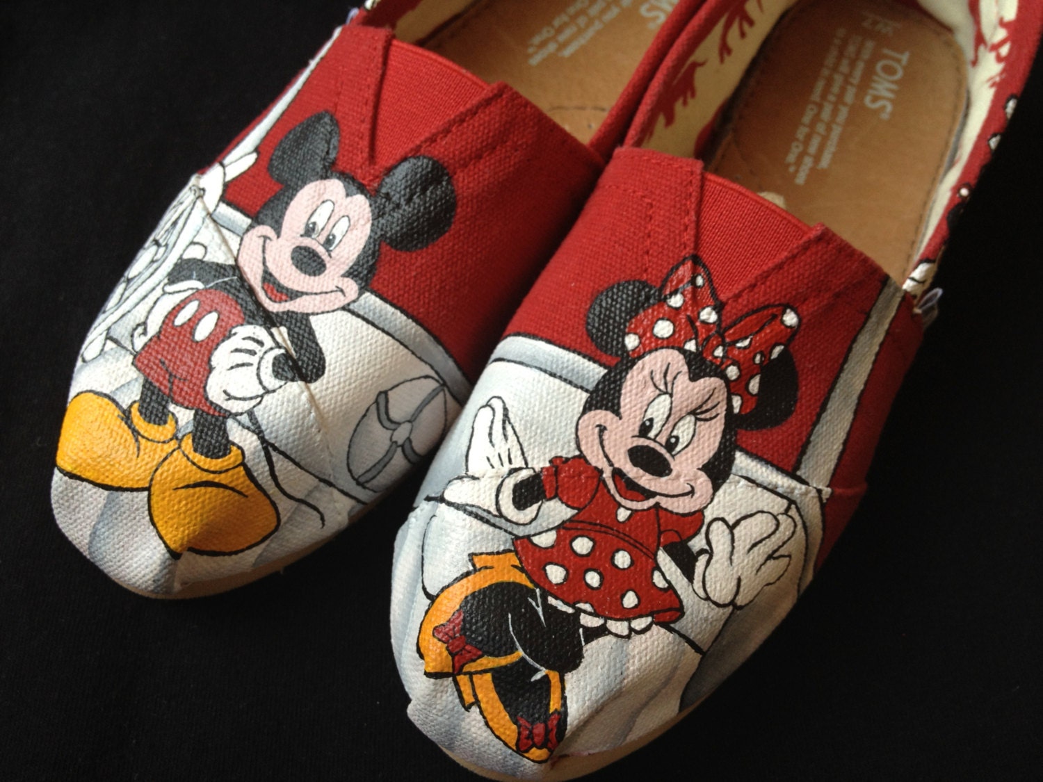Custom Hand Painted Shoes - Minnie and Mickey Mouse Evolution