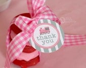 Vintage Pink Choo Choo Train Birthday Party - DIY PRINTABLE Favor Tag Thank You Label - Instant Download - PS802CA2h