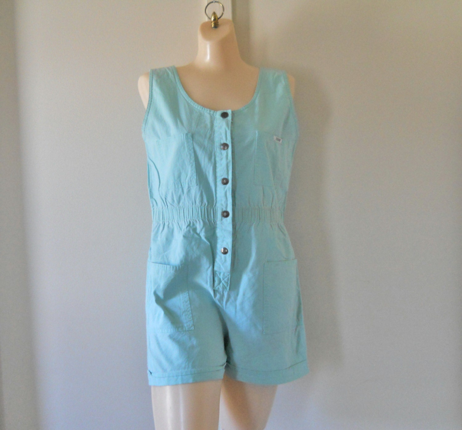 80s Jumper 80s Romper SuitTurquoise Romper Womens Romper Shorts Play Suit Playsuit Cotton Jumper Cotton Romper Cotton Clothing Clothes