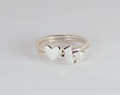 MADE TO ORDER - Two (2) Stacking Rings - One Letter and One Heart -  Sterling Silver