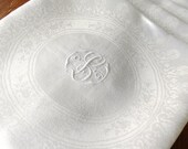 Vintage Damask Linen Napkins Dinner Four Monogram