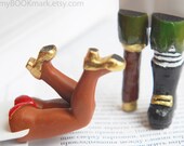 Set of 2 bookmarks.Pirate and exotic sexy lady in the book. Unusual art bookmark. Funny ohtteam for couple