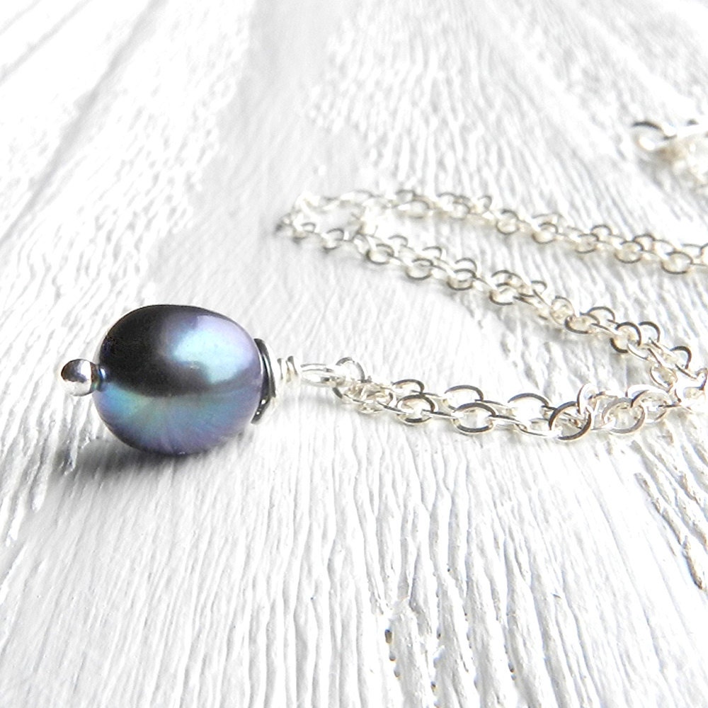 Peacock pearl anklet, black pearl & sterling silver chain anklet, pearl anklet, bridesmaid gift, silver anklet for women