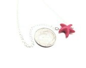 Pink Starfish Necklace dainty everyday jewelry starfish shape Turquoise gemstone Charm valentine red necklace