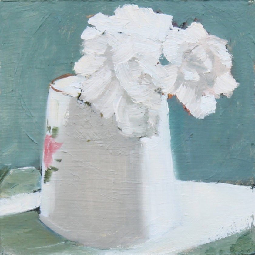Flowers Still Life Painting,  Original Oil on 6x6 inch canvas fine art wall decor