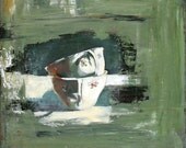 Still Life Painting, Stacked Teacups, Original Oil on Wood panel, 18x18 inches, Contemporary Fine Art