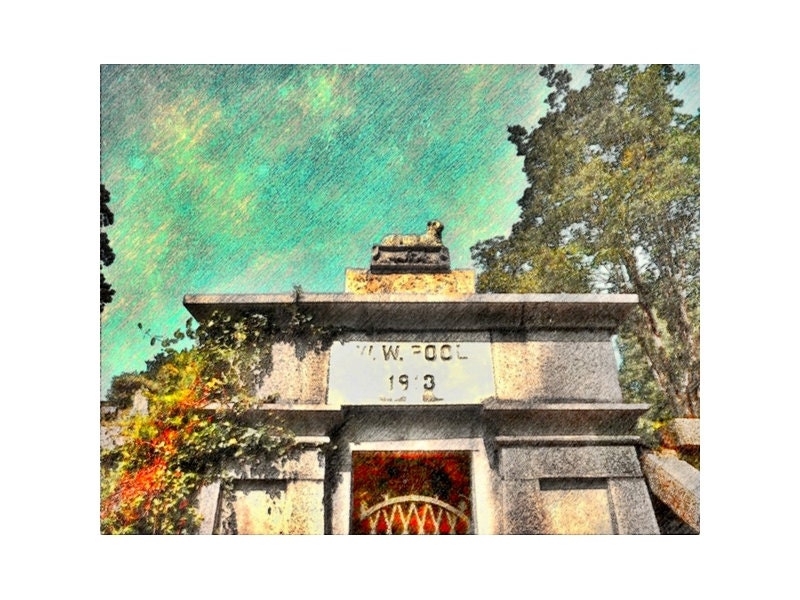 Gothic Dark Art, Tomb of the Richmond Vampire, 11x14 Virginia Fine Art Print, Cemetery Art