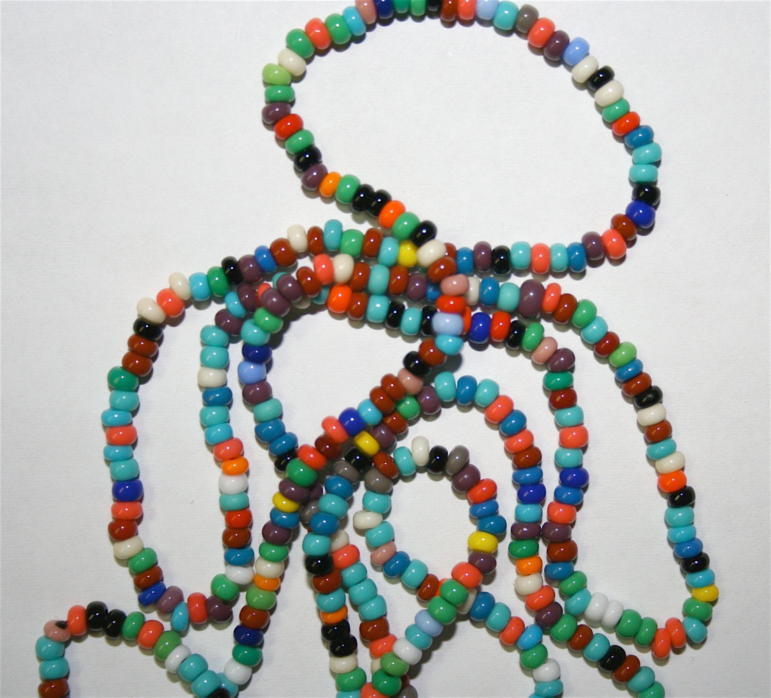 Love Peace Hippie / Boho Czech Glass Seed Bead Handmade Necklace Cinco de Mayo Primary Colors Native American / Indian Jewelry / Bohemian