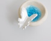 Pottery Butterfly Cups Turquoise and White Clay and Glass Modern Ceramics Home Decor and Wedding Favours