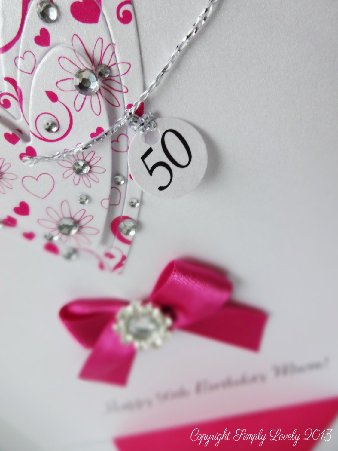 Stunning Diamanté Embellished Birthday Card.