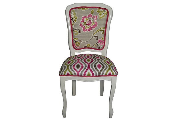 Pink Floral French Side Chair FREE SHIPPING