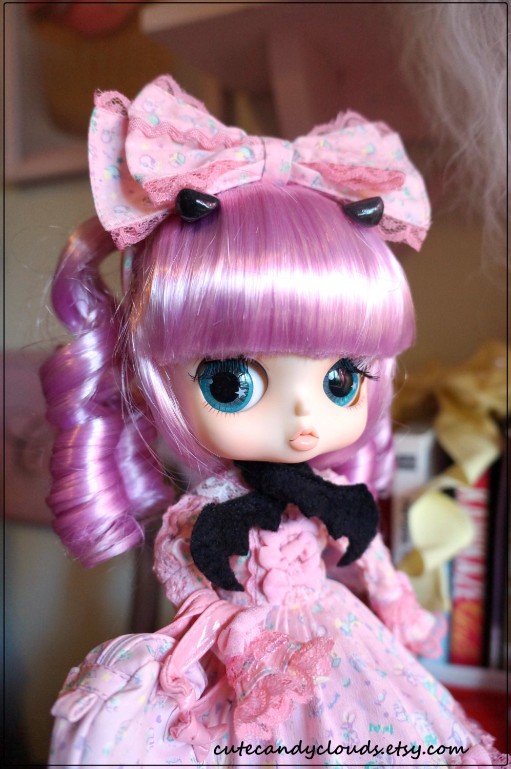 Mini devil horns & bat wing scarf set for byul pullip and dal