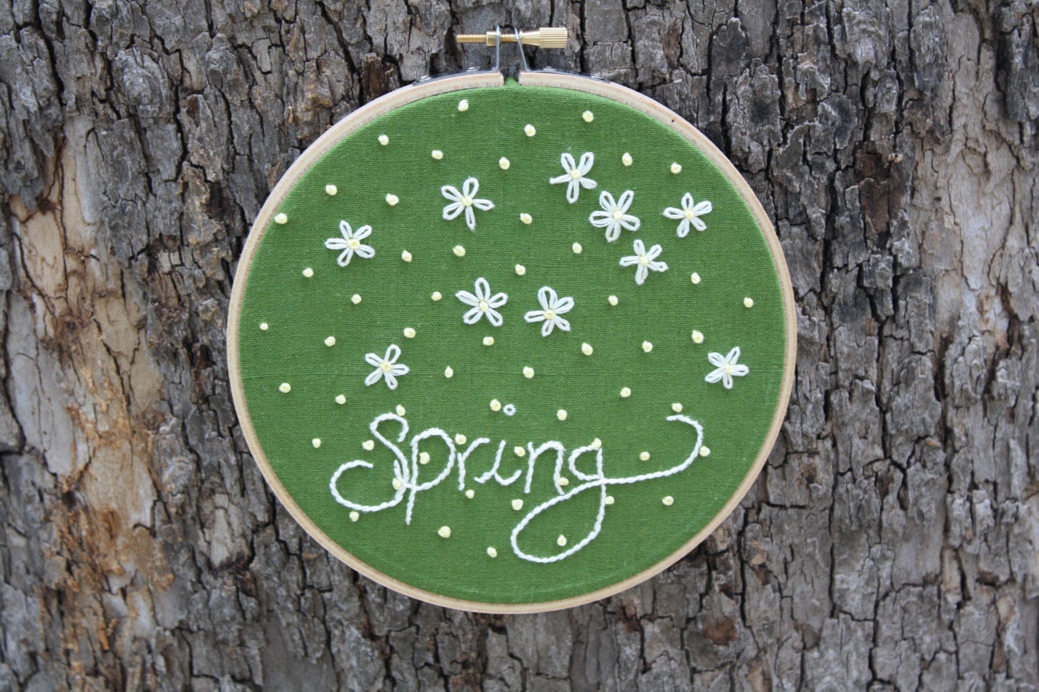 Embroidery Hoop Art - Spring Green - 6 inch
