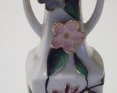 Elvin Vintage Porcelain Bisque Vase Handpainted Japan Floral Motiffe Beautiful Condition