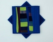 Modern Pot Holders, Blue Potholders, Modern Hotpads, Abstract