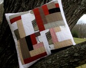 Pillow Cover, Log Cabin Pillow, Quilted Pillow Cover, 18x18