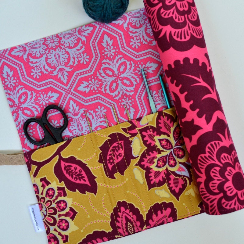 Crochet Hook Roll-Up, Hook Organizer, Art Roll-Up, Crochet Case, Make-Up Brush Roll