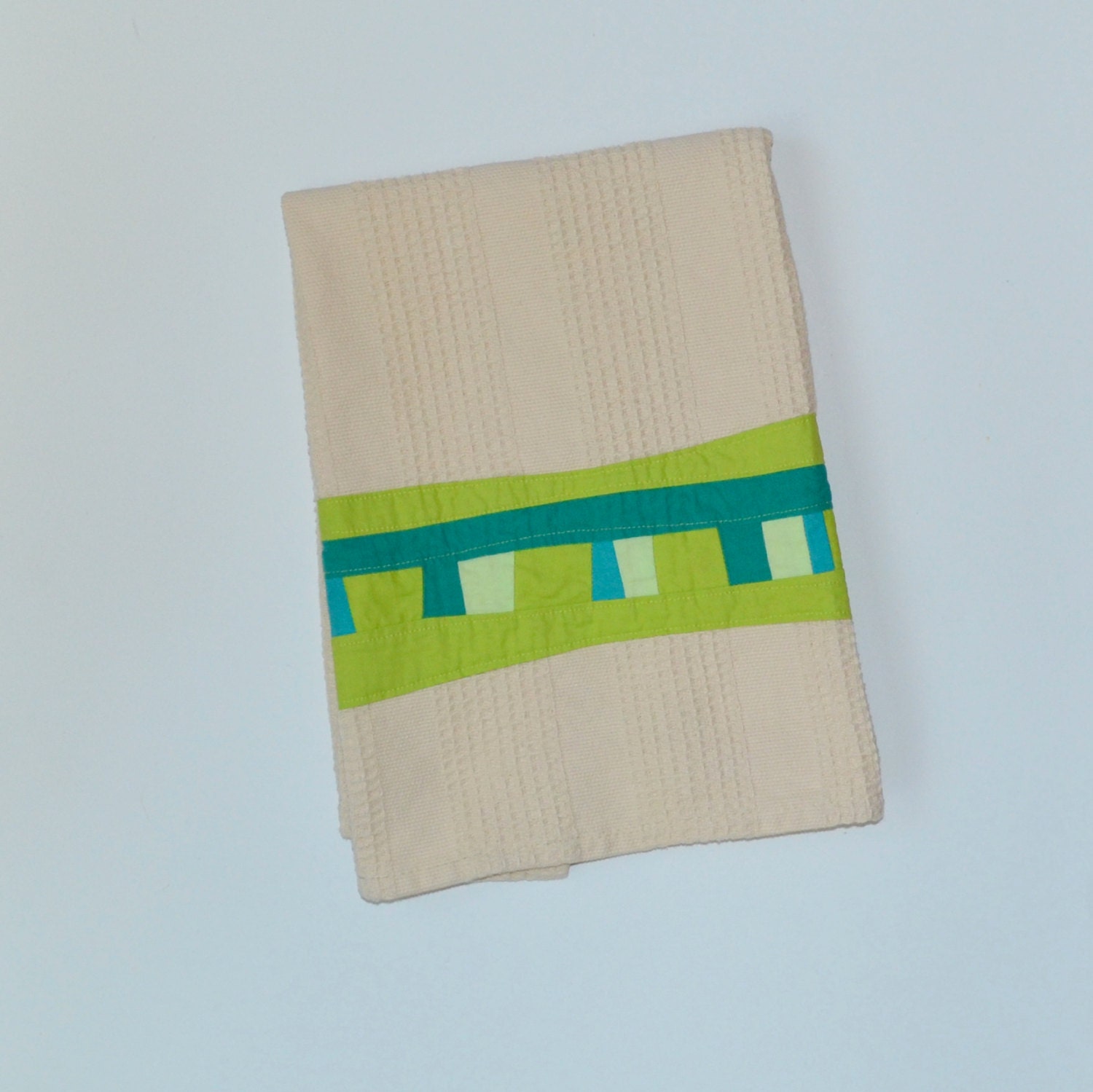 Green Kitchen Towel, Modern Dish Towel, Abstract Kitchen Towel, Teal, Lime Green