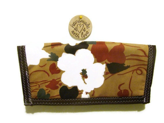 Coupon Wallet-Coupon Organizer-Floral Brown and Turquoise