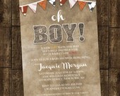 Sports Bunting Boy Baby Shower Invitation Digital Printable or Printed, ANY color ANY wording
