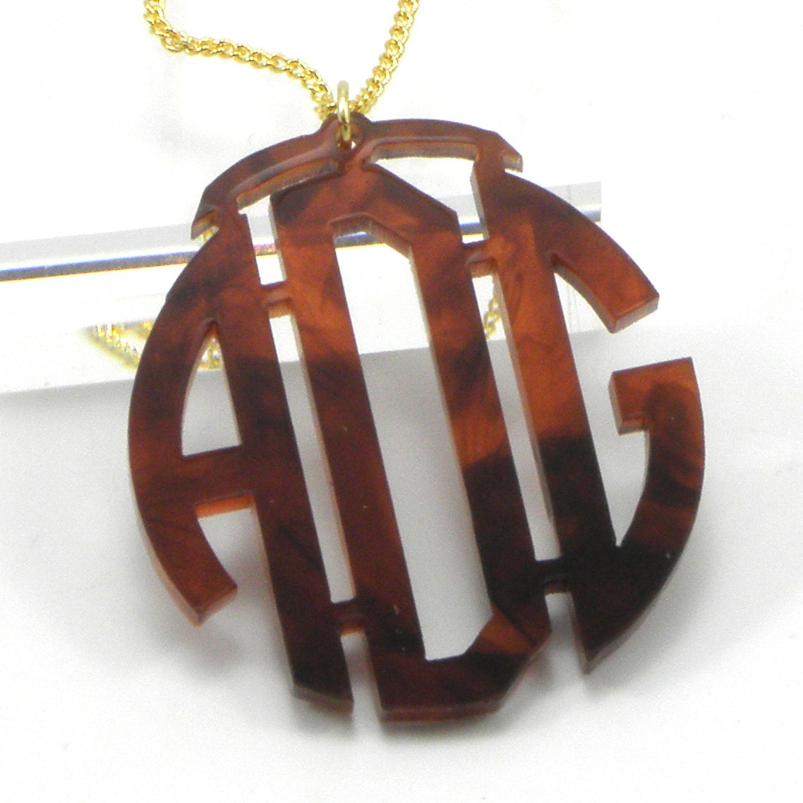 Monogram Necklace Acrylic - Tortoise Shell