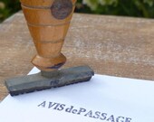 Vintage retro Ink Stamp French AVIS de PASSAGE Metal Embellishments