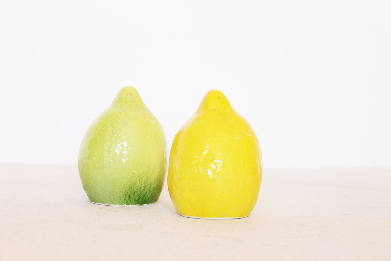 Vintage lemon and lime salt and pepper shakers