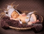 Wild Thing Feather Pom-Pom Hat and Diaper Cover Set