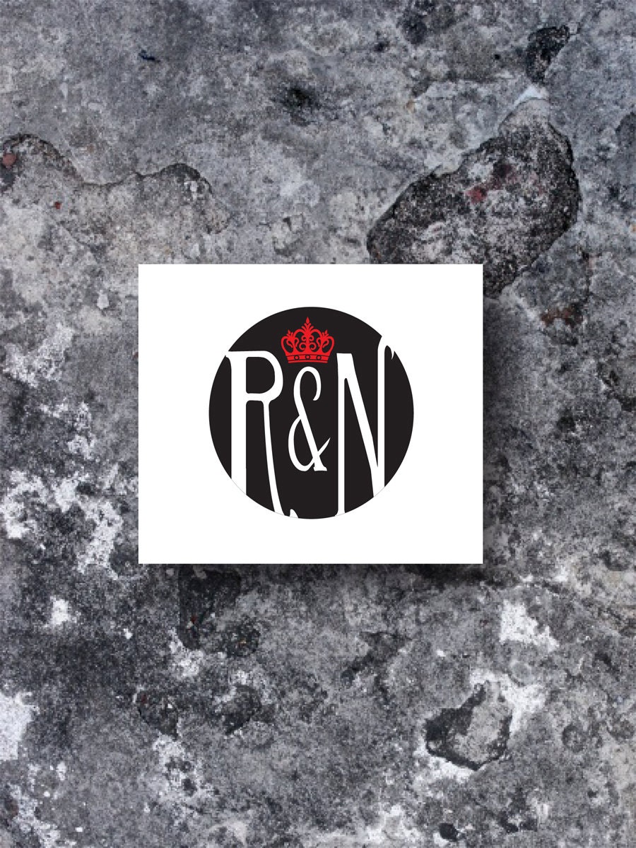 Custom Vintage Wedding Invitation Monogram Stickers- 1 1/2" Round