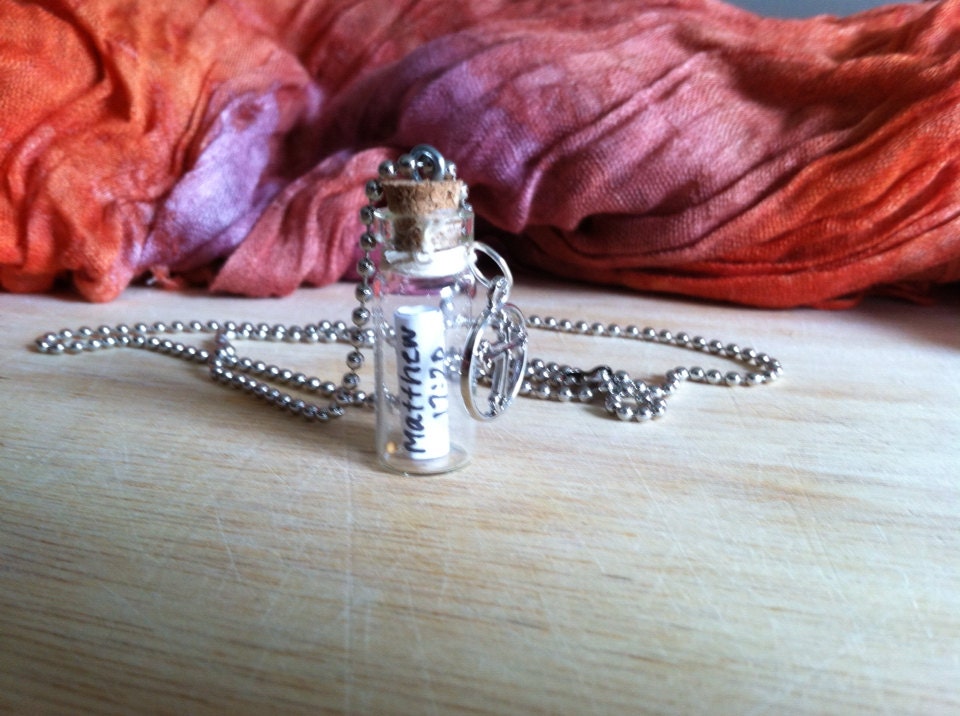 Mini Glass Bottle Pendant Message in a Bottle Faith Mustard Seed